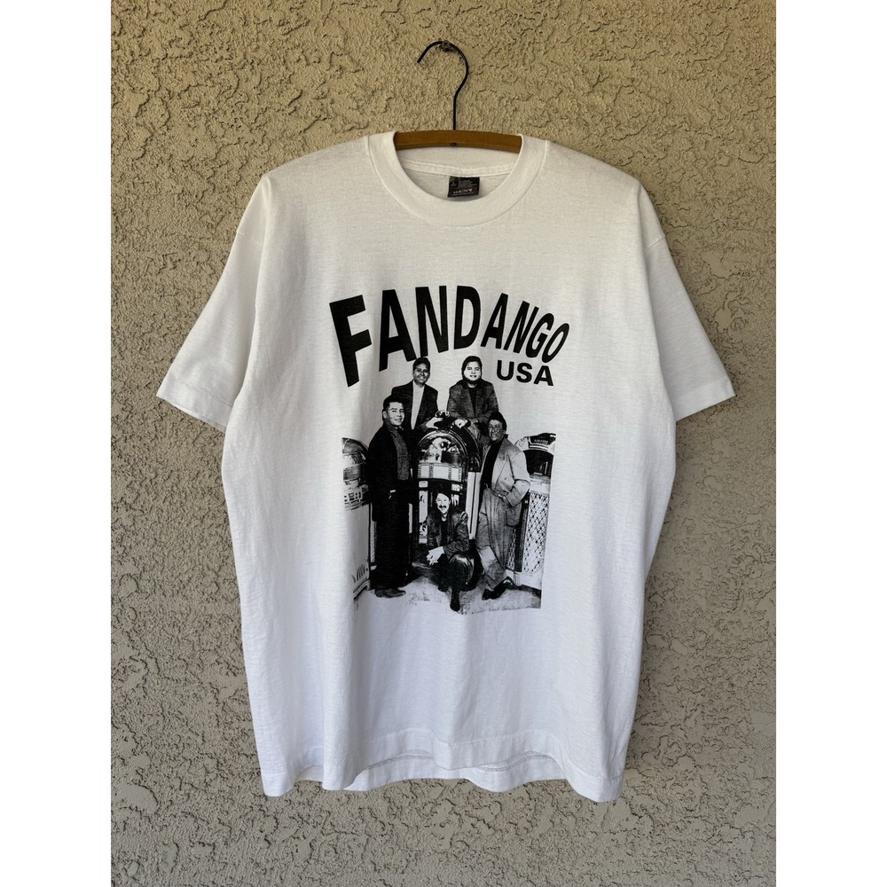 Vintage 90s Fandango USA Band T-Shirt Large White RARE USA Made Pop Rock Music